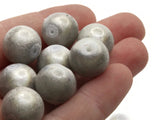 21 14mm Silver Smooth Round Glass Beads Jewelry Making Beading Supplies Loose Beads to String