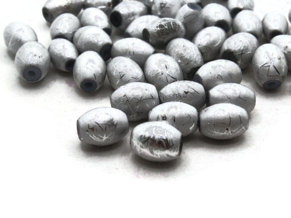 46 11mm Silver Smooth Tube Glass Beads Jewelry Making Beading Supplies Loose Beads to String