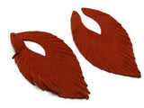 2 85mm Orange Suede Leather Feather Tassel Pendants Jewelry Making Beading Supplies Focal Beads Drop Beads