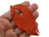 2 85mm Orange Suede Leather Feather Tassel Pendants Jewelry Making Beading Supplies Focal Beads Drop Beads