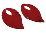 2 85mm Red Suede Leather Feather Tassel Pendants Jewelry Making Beading Supplies Focal Beads Drop Beads