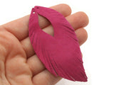 2 85mm Bright Pink Suede Leather Feather Tassel Pendants Jewelry Making Beading Supplies Focal Beads Drop Beads