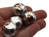 10 20mm Large Hole Macrame Beads Silver and Brown Spatter Paint Beads Jewelry Making Beading Supplies Round Beads Plastic Ball Beads