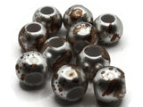 10 20mm Large Hole Macrame Beads Silver and Brown Spatter Paint Beads Jewelry Making Beading Supplies Round Beads Plastic Ball Beads