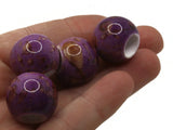 10 20mm Large Hole Macrame Beads Purple and Brown Spatter Paint Beads Jewelry Making Beading Supplies Round Beads Plastic Ball Beads