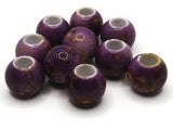 10 20mm Large Hole Macrame Beads Purple and Brown Spatter Paint Beads Jewelry Making Beading Supplies Round Beads Plastic Ball Beads