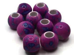 10 20mm Large Hole Macrame Beads Bright Purple and Blue Spatter Paint Beads Jewelry Making Beading Supplies Round Beads Plastic Ball Beads