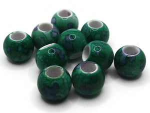 10 20mm Large Hole Macrame Beads Green and Blue Spatter Paint Beads Jewelry Making Beading Supplies Round Beads Plastic Ball Beads