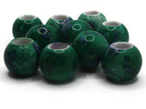 10 20mm Large Hole Macrame Beads Green and Blue Spatter Paint Beads Jewelry Making Beading Supplies Round Beads Plastic Ball Beads