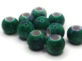 10 20mm Large Hole Macrame Beads Green and Blue Spatter Paint Beads Jewelry Making Beading Supplies Round Beads Plastic Ball Beads