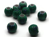 10 20mm Large Hole Macrame Beads Green and Blue Spatter Paint Beads Jewelry Making Beading Supplies Round Beads Plastic Ball Beads