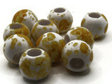 10 20mm Large Hole Macrame Beads White and Yellow Spatter Paint Beads Jewelry Making Beading Supplies Round Beads Plastic Ball Beads