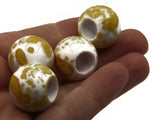 10 20mm Large Hole Macrame Beads White and Yellow Spatter Paint Beads Jewelry Making Beading Supplies Round Beads Plastic Ball Beads