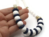 18 Inch White and Blue Beaded Necklace New Old Stock Jewelry Stocking Stuffer Plastic Beads Beaded Necklace Smileyboy