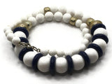 18 Inch White and Blue Beaded Necklace New Old Stock Jewelry Stocking Stuffer Plastic Beads Beaded Necklace Smileyboy