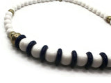 18 Inch White and Blue Beaded Necklace New Old Stock Jewelry Stocking Stuffer Plastic Beads Beaded Necklace Smileyboy