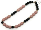 20 Inch Pink and Black Beaded Necklace New Old Stock Jewelry Stocking Stuffer Plastic Beads Beaded Necklace Smileyboy