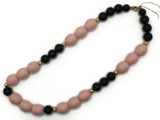 20 Inch Pink and Black Beaded Necklace New Old Stock Jewelry Stocking Stuffer Plastic Beads Beaded Necklace Smileyboy