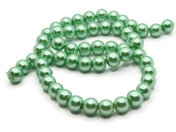 53 8mm Green Glass Pearl Beads Faux Pearls Jewelry Making Beading Supplies Round Accent Beads Ball Beads Small Spacer Beads