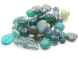 38 Mixed Dark Green Pressed Glass Beads Czech Glass Beads Jewelry Making Beading Supplies