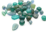 38 Mixed Dark Green Pressed Glass Beads Czech Glass Beads Jewelry Making Beading Supplies