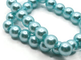 53 8mm Bright Sky Blue Glass Pearl Beads Faux Pearls Jewelry Making Beading Supplies Round Accent Beads Ball Beads Small Spacer Beads