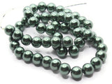 53 8mm Dark Green Glass Pearl Beads Faux Pearls Jewelry Making Beading Supplies Round Accent Beads Ball Beads Small Spacer Beads