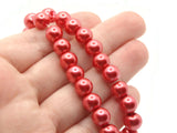 53 8mm Red Glass Pearl Beads Faux Pearls Jewelry Making Beading Supplies Round Accent Beads Ball Beads Small Spacer Beads