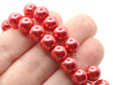 53 8mm Red Glass Pearl Beads Faux Pearls Jewelry Making Beading Supplies Round Accent Beads Ball Beads Small Spacer Beads