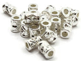 22 8mm Patterned Tube Beads Silver Plated Plastic Beads Vintage Beads Jewelry Making Beading Supplies Uncirculated Loose Bead Smileyboy