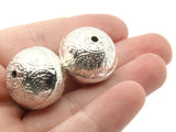 2 21mm Silver Patterned Round Beads Vintage Silver-Plated Plastic Beads Jewelry Making Beading Supplies Shiny Metal Focal Beads