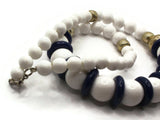 18 Inch White and Blue Beaded Necklace New Old Stock Jewelry Stocking Stuffer Plastic Beads Beaded Necklace Smileyboy