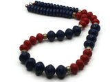 25 Inch Red and Blue Beaded Necklace New Old Stock Jewelry Stocking Stuffer Plastic Beads Beaded Necklace Smileyboy