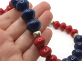 25 Inch Red and Blue Beaded Necklace New Old Stock Jewelry Stocking Stuffer Plastic Beads Beaded Necklace Smileyboy