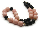 20 Inch Pink and Black Beaded Necklace New Old Stock Jewelry Stocking Stuffer Plastic Beads Beaded Necklace Smileyboy