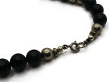 18 Inch Silver and Black Beaded Necklace New Old Stock Jewelry Stocking Stuffer Plastic Beads Beaded Necklace Smileyboy