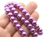 53 8mm Purple Glass Pearl Beads Faux Pearls Jewelry Making Beading Supplies Round Accent Beads Ball Beads Small Spacer Beads