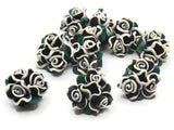 10 Black Polymer Clay Flower Beads Jewelry Making Beading Supplies Loose Beads to String Floral Bead Bouquets