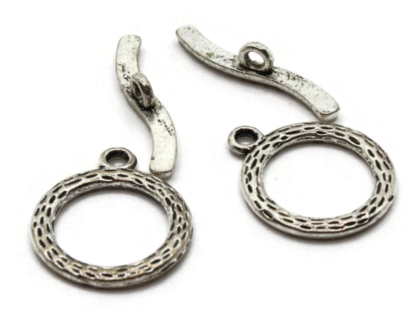 2 19mm Toggle Clasps Silver Grey Metal Clasps Jewelry Making Beading Supplies Smileyboy Beads Findings Ring and Bar Clasp