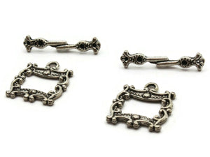 2 20mm Square Toggle Clasps Silver Grey Metal Clasp Jewelry Making Beading Supplies Smileyboy Beads Findings Ring and Bar Clasp