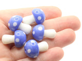 6 19mm Opaque Blue and White Mushroom Beads Polka Dot Lampwork Glass Beads Plant Beads Jewelry Making Beading Supplies