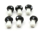 6 19mm Black and White Mushroom Beads Polka Dot Lampwork Glass Beads Plant Beads Jewelry Making Beading Supplies