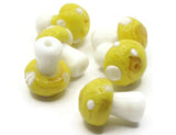 6 19mm Yellow and White Mushroom Beads Polka Dot Lampwork Glass Beads Plant Beads Jewelry Making Beading Supplies