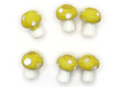 6 19mm Yellow and White Mushroom Beads Polka Dot Lampwork Glass Beads Plant Beads Jewelry Making Beading Supplies