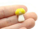 6 19mm Yellow and White Mushroom Beads Polka Dot Lampwork Glass Beads Plant Beads Jewelry Making Beading Supplies