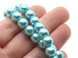 53 8mm Bright Sky Blue Glass Pearl Beads Faux Pearls Jewelry Making Beading Supplies Round Accent Beads Ball Beads Small Spacer Beads