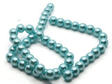 53 8mm Bright Sky Blue Glass Pearl Beads Faux Pearls Jewelry Making Beading Supplies Round Accent Beads Ball Beads Small Spacer Beads