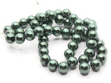 53 8mm Dark Green Glass Pearl Beads Faux Pearls Jewelry Making Beading Supplies Round Accent Beads Ball Beads Small Spacer Beads