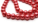 53 8mm Red Glass Pearl Beads Faux Pearls Jewelry Making Beading Supplies Round Accent Beads Ball Beads Small Spacer Beads