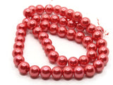 53 8mm Red Glass Pearl Beads Faux Pearls Jewelry Making Beading Supplies Round Accent Beads Ball Beads Small Spacer Beads